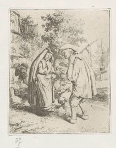 Férfi és nő beszélgetésben alkotó: Adriaen van Ostade