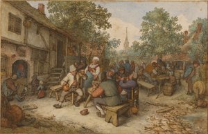 Parasztfesztivál a város utcáján alkotó: Adriaen van Ostade