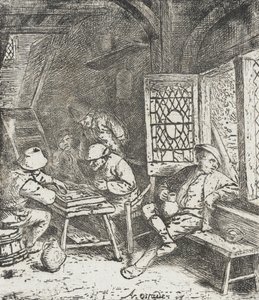 A backgammon-játékosok alkotó: Adriaen van Ostade