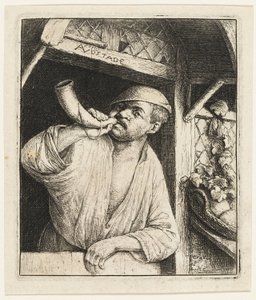 A pék megszólaltatja a kürtjét alkotó: Adriaen van Ostade
