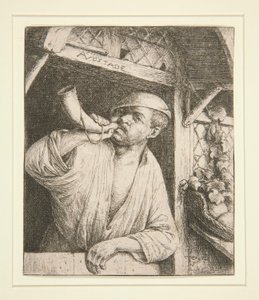 A pék kürtöt fúj alkotó: Adriaen van Ostade