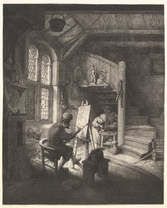 A festő a műtermében alkotó: Adriaen van Ostade