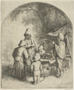 A Quacksalver alkotó: Adriaen van Ostade
