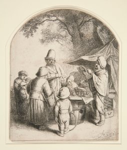 A Quacksalver alkotó: Adriaen van Ostade