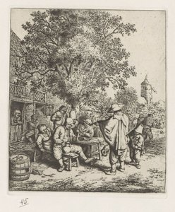 Hegedűs és egy fiatal líraforgató alkotó: Adriaen van Ostade
