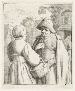 Nő és férfi beszél egymással alkotó: Adriaen van Ostade