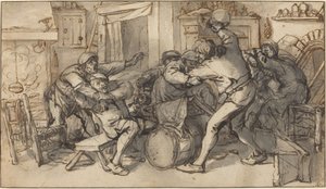 Parasztok verekednek egy kocsmában alkotó: Adriaen van Ostade and Cornelis Dusart