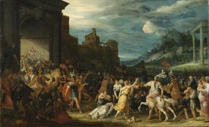 Les Horace entrent dans Rome - A Horatii belépő Rómába, Stalbemt, Adriaen, van (1580-1662). Olaj, fa. Mérete: 67x109 cm. Nemzeti Múzeum Stockholm