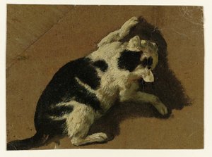 Macska játszik a fal közelében alkotó: Adriaen van de Velde (attributed to)