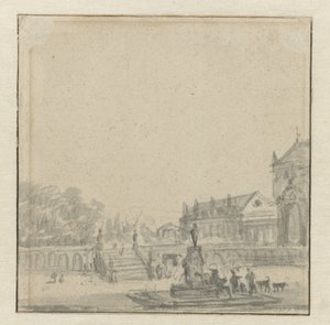 A palota előtere szökőkúttal alkotó: Adriaen van de Velde (possibly)