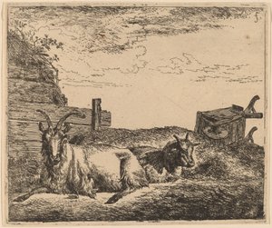 Fekvő kecskék alkotó: Adriaen van de Velde