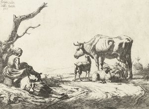 Pásztor és pásztorlány szarvasmarhával, 1653 alkotó: Adriaen van de Velde
