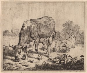 Foltos bika és három bárány alkotó: Adriaen van de Velde
