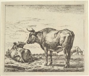 Álló bika, a különböző állatoktól. alkotó: Adriaen van de Velde