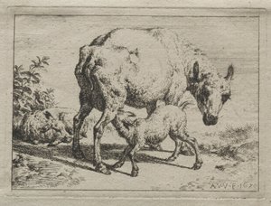 Az anyajuh és két bárány alkotó: Adriaen van de Velde