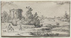 Az út a kis kerek templom mellett. alkotó: Adriaen van de Velde