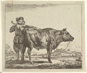 Fiatal pásztor bikával, a különböző állatokból, 1659. alkotó: Adriaen van de Velde