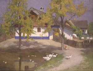 Szláv kunyhó Kalocsán, 1905-2007 körül (olaj fedélzeten) alkotó: Adrian Scott Stokes