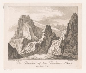 Kilátás egy gleccserre az Alpokban Der Gletscher auf dem Gitschenen-Berg (cím a tárgyon)