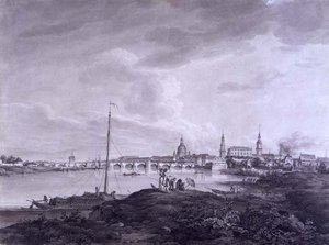 Drezda látképe, 1788 körül (tinta és mosás grafiton papíron)