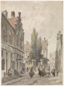 Városkép házalóval alkotó: Adrianus Eversen