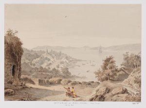 Kilátás Ternate-ra és Ternate úttestére, Halmahera nyugati partjára, Észak-Malukuban alkotó: Adrianus Johannes Bik