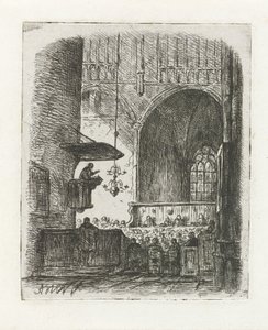 Templombelső templomi szolgálattal alkotó: Adrianus Wilhelmus Nieuwenhuyzen