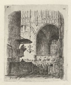 Templombelső templomi szolgálattal alkotó: Adrianus Wilhelmus Nieuwenhuyzen