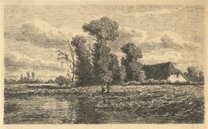 Táj árokkal és tanyával alkotó: Adrianus van Everdingen