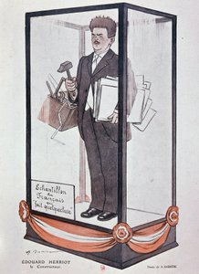 Barrère rajzfilmje Herriot-ról Fantasioban: „” Edouard Herriot: az építő „” Példa a franciáról, aki csinál valamit””. alkotó: Adrien Barrere
