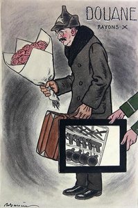 Karikatúra a szovjet franciaországi nagykövetről, Valerian Devgalevskyről, a „Fantasio” francia folyóiratból, c. 1924 (színes litó) alkotó: Adrien Barrere