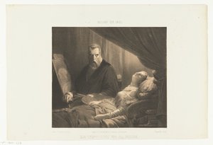 Tintoretto a lánya halálos ágyán Le Tintoret et sa fille (cím az objektumon) Salon de 1851 (sorozat címe az objektumon) alkotó: Adrien Canelle