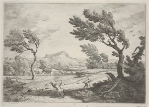 Táj utasokkal nagy szélben, 1753 körül (rézkarc)