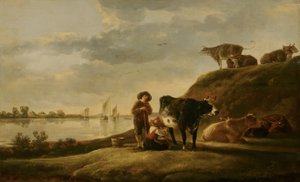 Szarvasmarha a folyó mellett alkotó: Aelbert Cuyp