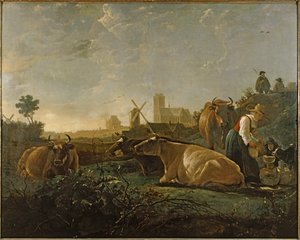 Milkmaid and cattle near Dordrecht ... (festmény, vászon) alkotó: Aelbert Cuyp