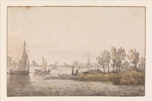 Folyami táj vitorlásokkal alkotó: Aelbert Cuyp