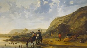 Folyami táj lovasokkal, 1655 alkotó: Aelbert Cuyp