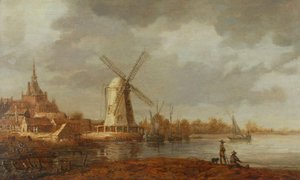 Folyói jelenet Dordrecht kilátással (olaj, panel) alkotó: Aelbert Cuyp