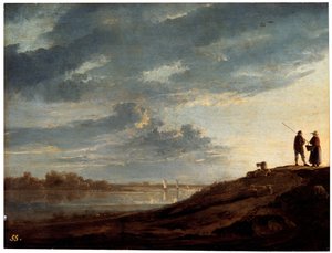 Naplemente a folyó felett, 1650-es évek. alkotó: Aelbert Cuyp
