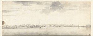 Kiterjedt folyóra néző hajókkal nyugodt vízen alkotó: Aelbert Cuyp