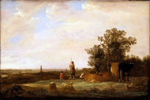 Nézet egy síkságon alkotó: Aelbert Cuyp