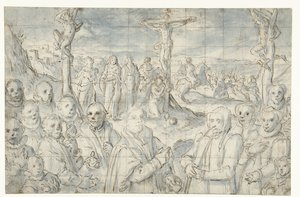 Keresztre feszítés egy alapítóval és családjával alkotó: Aert Pietersz.