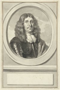 Cornelis Evertsen portréja páncélban, oválisan, jobbra alkotó: Aert Schouman