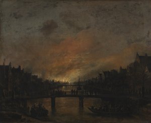 Tűz Amszterdamban éjjel alkotó: Aert van der Neer