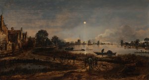 River View a Holdfény által Táj a holdfényben alkotó: Aert van der Neer