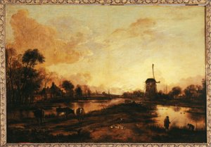 Naplemente az Ysselen, 1645 körül (olaj) alkotó: Aert van der Neer