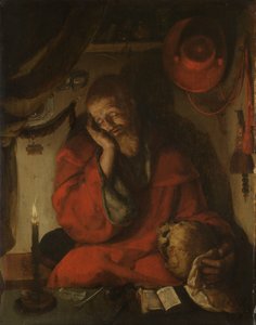 Szent Jeromos gyertyafényes tanulmányában alkotó: Aertgen Claesz van Leyden (attributed to)