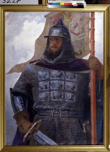 Alekszandr Nyevszkij, Novgorod és Vlagyimir nagyfejedelme (1220-1263) portréja. (Alekszandr Nyevszkij, Novgorod és Vlagyimir nagyfejedelme portréja). A Néva Sándornak is nevezett orosz nemzeti hősök egyike, katonai győzelmeiről híres. alkotó: Afanasiy Yefremovich Kulikov