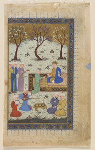 Egy herceg trónoló kísérőkkel körülvéve, 1425-30