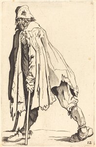 Koldus mankóval és sapkával alkotó: After Jacques Callot